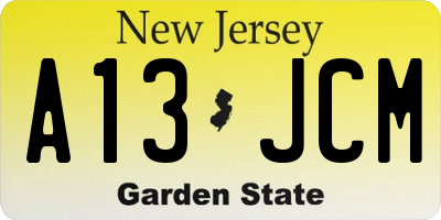 NJ license plate A13JCM