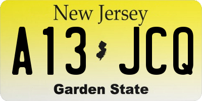 NJ license plate A13JCQ