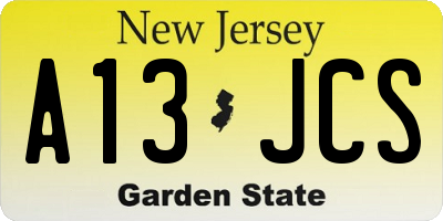 NJ license plate A13JCS