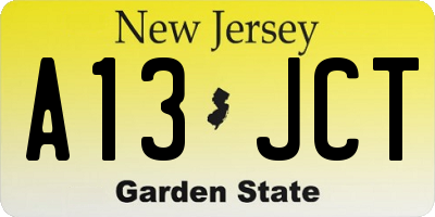 NJ license plate A13JCT
