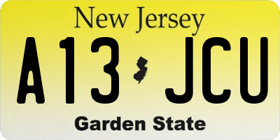 NJ license plate A13JCU