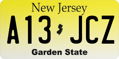 NJ license plate A13JCZ