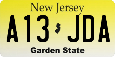 NJ license plate A13JDA