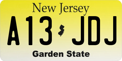NJ license plate A13JDJ