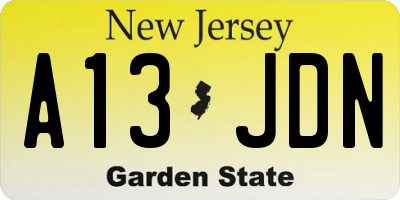 NJ license plate A13JDN