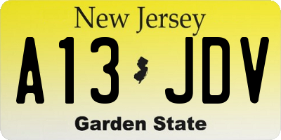 NJ license plate A13JDV