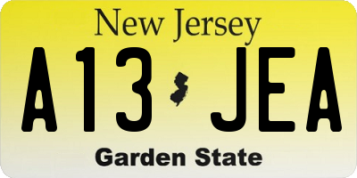 NJ license plate A13JEA
