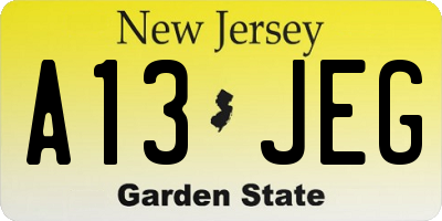 NJ license plate A13JEG