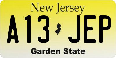 NJ license plate A13JEP