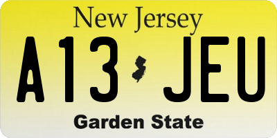 NJ license plate A13JEU
