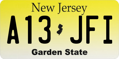 NJ license plate A13JFI