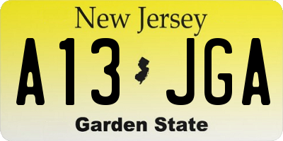 NJ license plate A13JGA
