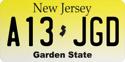 NJ license plate A13JGD