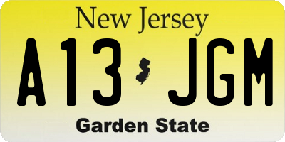 NJ license plate A13JGM