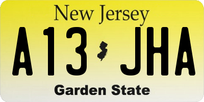 NJ license plate A13JHA