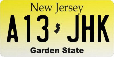 NJ license plate A13JHK