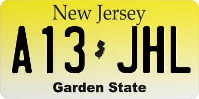 NJ license plate A13JHL