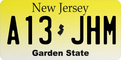 NJ license plate A13JHM