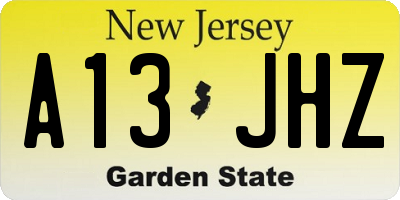 NJ license plate A13JHZ