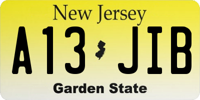 NJ license plate A13JIB