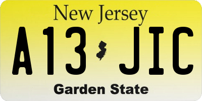 NJ license plate A13JIC