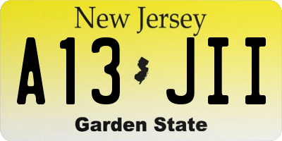 NJ license plate A13JII