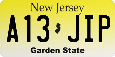NJ license plate A13JIP