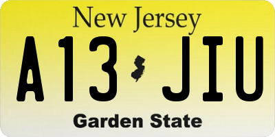 NJ license plate A13JIU