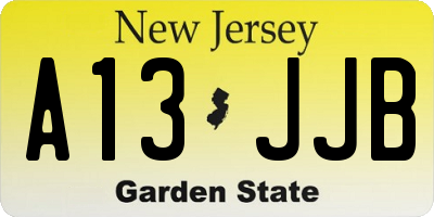 NJ license plate A13JJB
