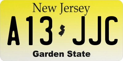 NJ license plate A13JJC