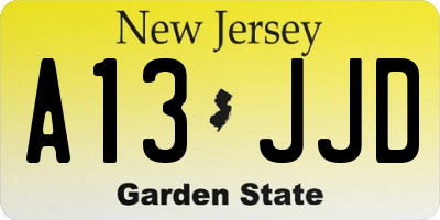NJ license plate A13JJD