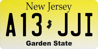 NJ license plate A13JJI