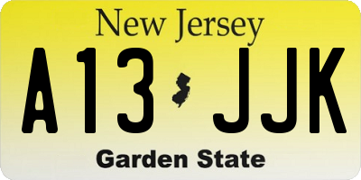 NJ license plate A13JJK