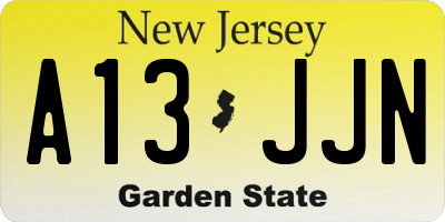 NJ license plate A13JJN