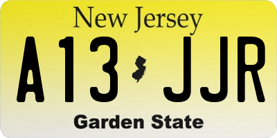 NJ license plate A13JJR