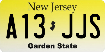 NJ license plate A13JJS