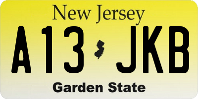 NJ license plate A13JKB