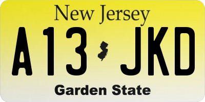 NJ license plate A13JKD