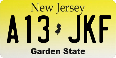 NJ license plate A13JKF