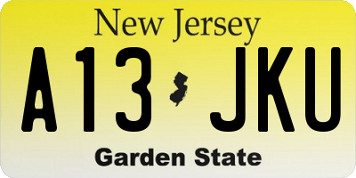 NJ license plate A13JKU
