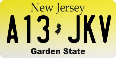 NJ license plate A13JKV