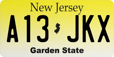 NJ license plate A13JKX