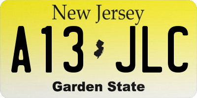NJ license plate A13JLC