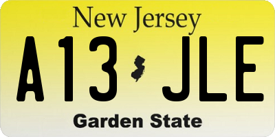 NJ license plate A13JLE