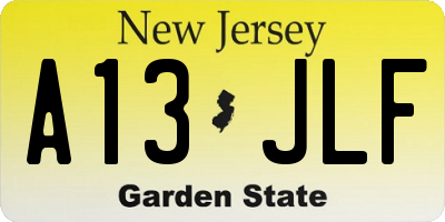 NJ license plate A13JLF