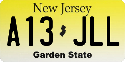 NJ license plate A13JLL