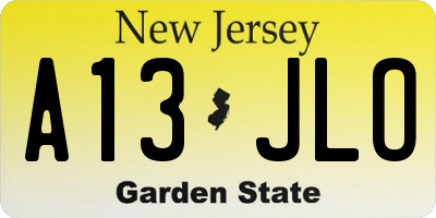 NJ license plate A13JLO