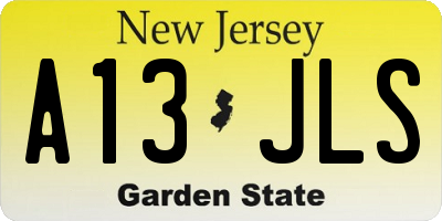 NJ license plate A13JLS