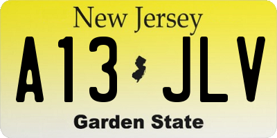 NJ license plate A13JLV