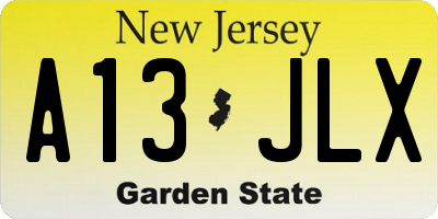 NJ license plate A13JLX